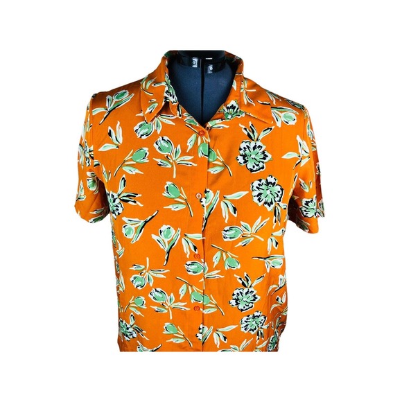 1290 Women s sz 2XL collared shirt dress long floral Hawaiian button front - Picture 2 of 10